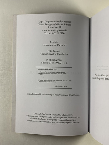 Livro Folia De Reis Em Sorocaba, Carlos Carvalho Cavalheiro 1ª Edição Teaser Design Gráfica E Editora - C2