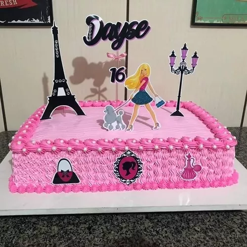 Festejante - Lis personalizados - Topo de bolo Barbie