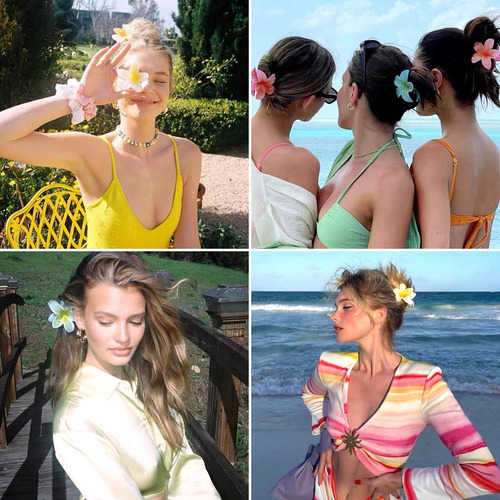 6 Pzs Pinzas Para El Pelo De Flores Hawaianas Para Mujer