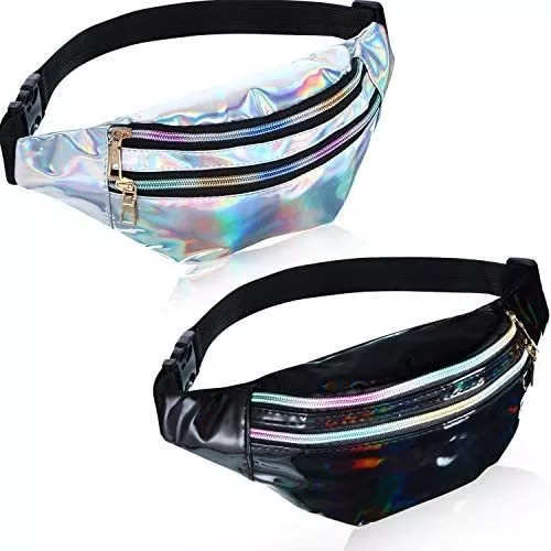 Riñonera Unisex Frienda Holografica Plata-pack X2