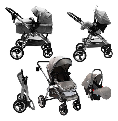 Cochecito de paseo Premium Baby Sunrise gris con chasis color aluminio