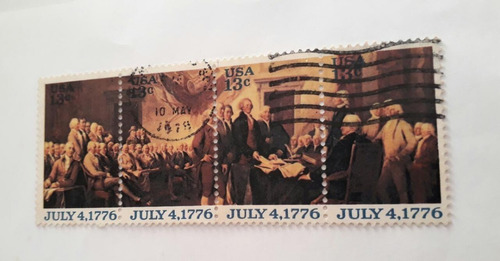 4 Sellos Postales En Bloque Independencia De Usa 1978 13c