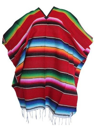 Del Mex (tm Mexicano Serape Adulto Poncho Rojo.