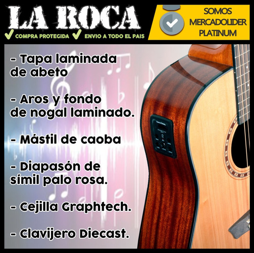 Imagen 4 de 10 de Guitarra Electroacústica Washburn Dreadnought Afinador Eq