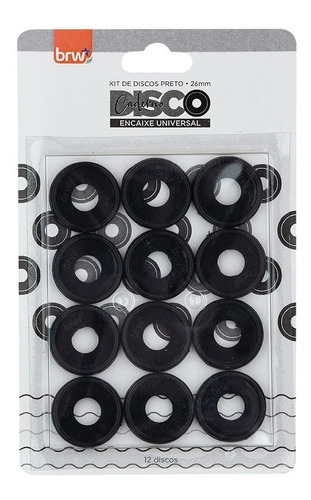 Discos 26mm Brw Caderno Disco Inteligente Preto Kit 12 Un