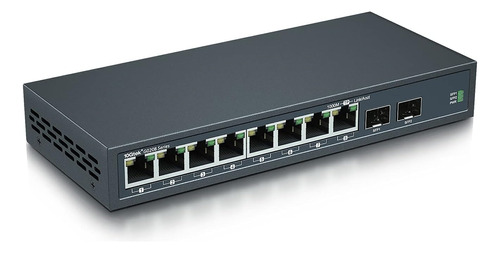 Conmutador De Fibra Gigabit Ethernet De 10 Puertos, Con 2 Ra