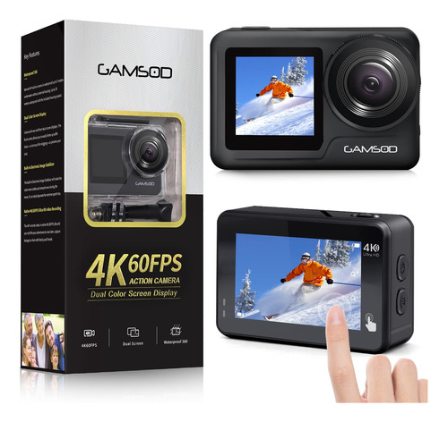 Gamsod 4k60fps 20mp Wifi Action Camera With Front Lcd Touch