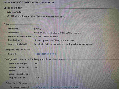 Imagen 2 de 4 de Pc Hp Prodesk 400 G5 I5 8500 8g Ssd240 No Realizó Envíos