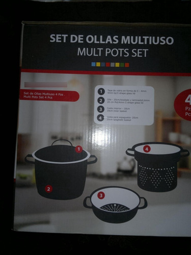 Olla Espaguetera Multiuso Steel Ware Italy 4 Piezas, Ac Inox