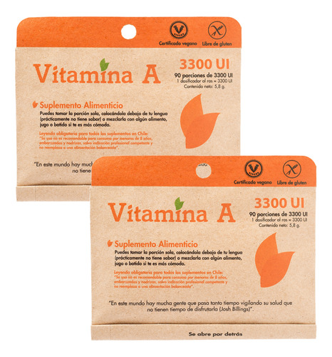 Pack 2 Un. Vitamina A (90 Porciones De 3300 Ui C/u) En Polvo