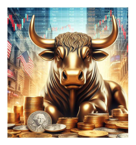 Vinilo 100x100cm Toro Wall Street Coin Finanza Inversion M1