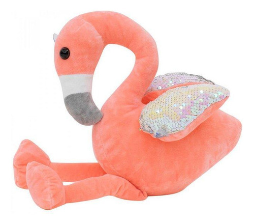 Pelúcia Flamingo Rosa Asas Lantejoulas 28cm