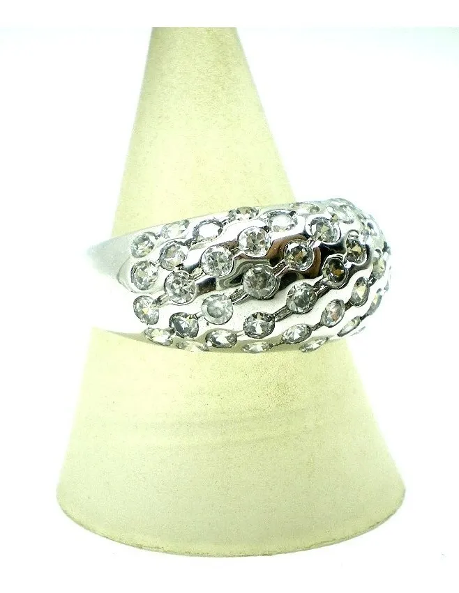 Anillo De Plata 925 Y Zafiros Blancos Art58685