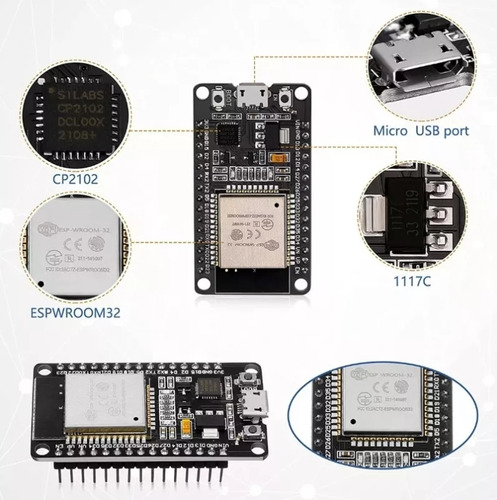 Módulo Esp32 Cp2102 Wifi + Bluetooth 4.2 Ble Nodemcu Con Cable Usb Juego De 3 Piezas