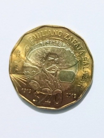  Moneda De $20 Emiliano Zapata Salazar 1919-2019