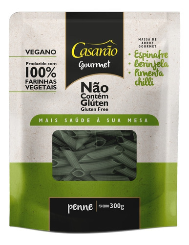 Penne Vegano Espinafre Berinjela Pimenta Chilli 300g Casarão