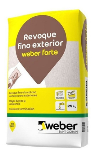 Revoque Fino Exterior Forte Weber Grueso X 25 Kg Gris