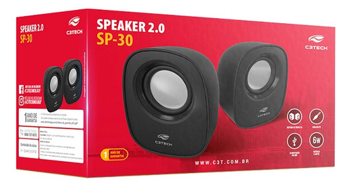 Speaker 2.0 Sp-30bk Preta C3 Tech