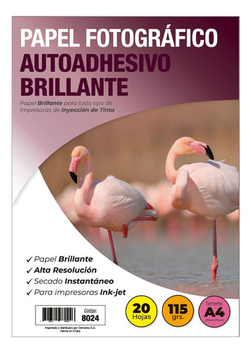 Papel Foto Autoadhesivo Adetec A-4 180 G 20 Hojas