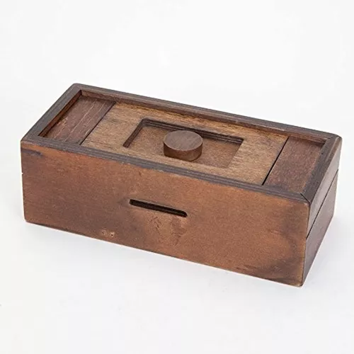 Bits and Pieces - Guarde su dinero en esta caja secreta, rompecabezas -  Secreto compartimiento de madera, juego de cerebros para adultos