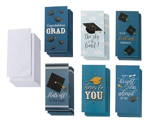 36-pack Tarjetas De La Graduación - Tarjetas Dinero, 6 Diseñ