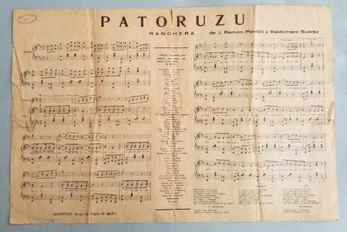 Patoruzu Dante Quinterno Antigua Partitura Original. 55195