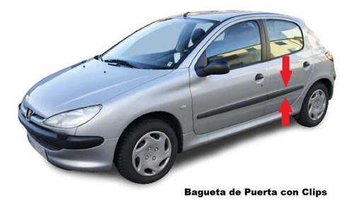 Peugeot 206 5p Bagueta De Puerta Trasera Izquierda Con Clips