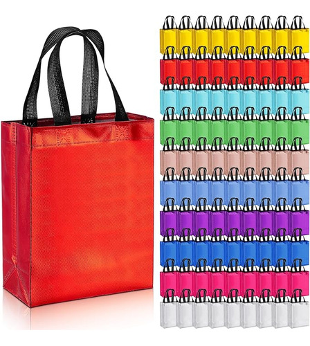 100 Pcs Glossy Reusable Grocery Bags Non Woven Tote Bags Wit