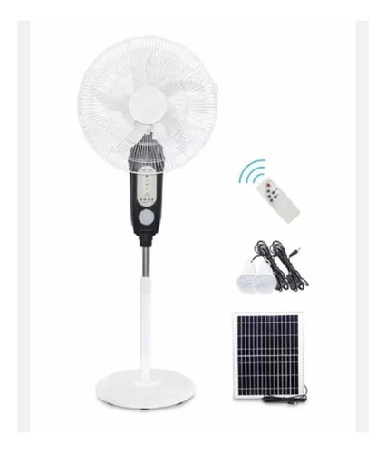 Ventilador Pie Recargable Panel Solar Dos Bombillas Gd-8036