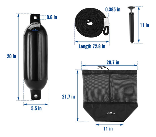 Kit De 4 Guardabarros Para Barco Con 4 Cuerdas, Pontón Y Inf