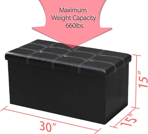 Banqueta Baul Puff Baul Negro 76x38 Organizador Puff Sillon