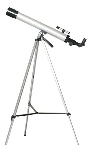 Telescópio Astronômico Refrator Luneta Com Tripé Cor Prateado