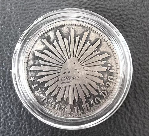 Moneda De Un 1 Real Plata 1834 Durango Do Rm Aguila Francesa