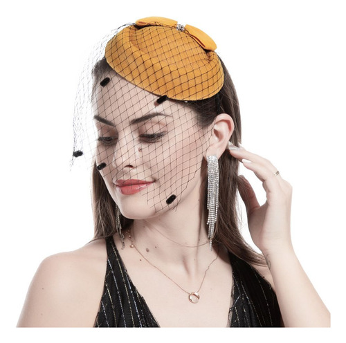 Gorro Bowknot Veil Fascinator Hair Pillbox Para Mujer, Sombr