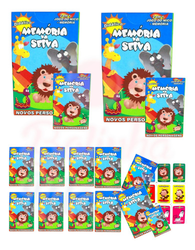 Kit 10 Jogo Da Memoria Animais Safari Infantil P/ Kit Festa