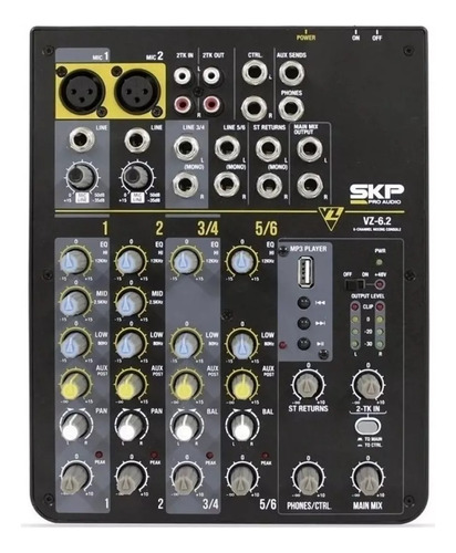 Mixer Consola De Sonido Skp Vz-6.2 Usb 6 Canales