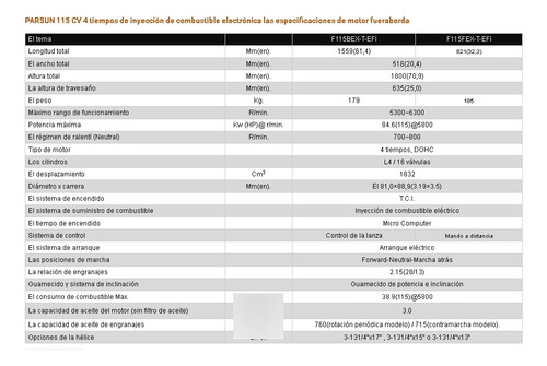 Motor Fuera De Borda Parsun 115hp 4 Tiempos Efi 2025 Largo