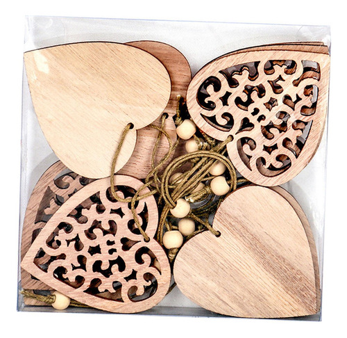 2 X 10 Unidades De Colgante De Madera En Forma De Corazón