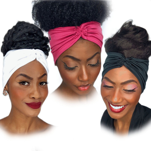 Kit C/3 Bandana/turbante Faixa Para Corrida Yoga Passeio Cor Rosa Preto Branco