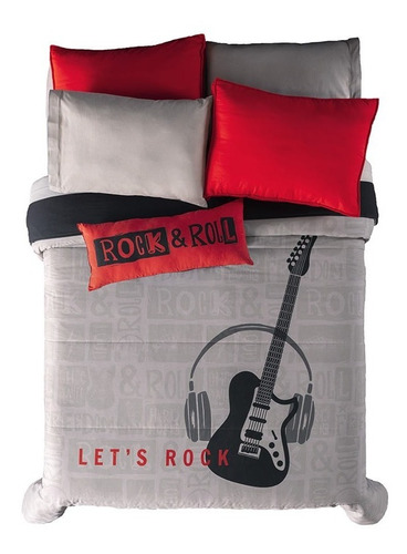Edredon Mat Rock & Roll + Sabanas + Protector Vianney