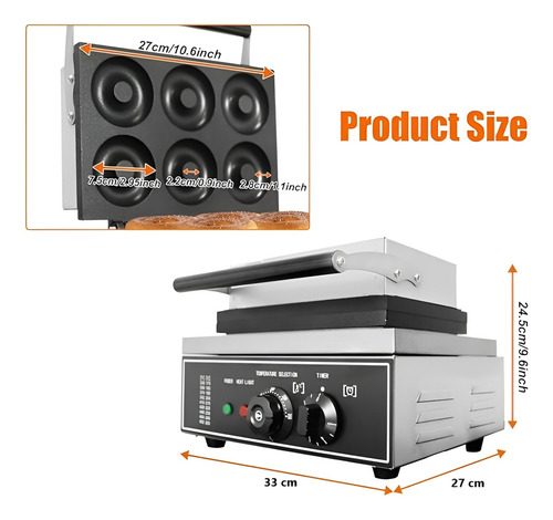 Maquina Mini Donuts Maquina De Donuts Maquina 6 Donas 1550w Color Plateado
