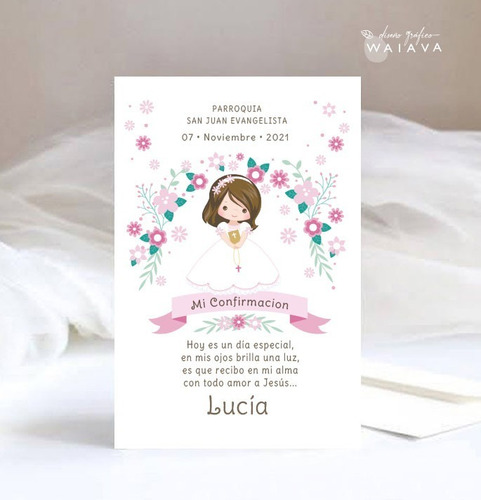 Imagen 9 de 10 de Estampitas Confirmación Tarjetas Estampas Nenas X 3u