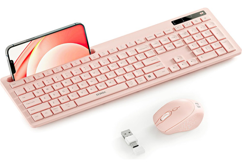 Teclado Y Ratón Rosa Inalámbricos, Teclado Tamaño Completo A