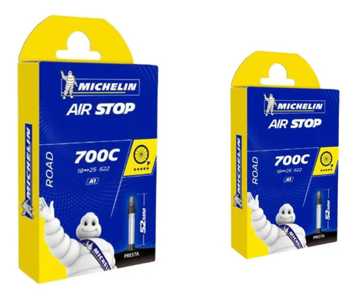 Par De Câmaras De Ar Michelin Airstop 700x18/25c Presta 52mm