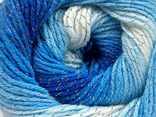 1 3.53 oz Brillo Magico Hilo Metalico Plateado Peso Dk Azul