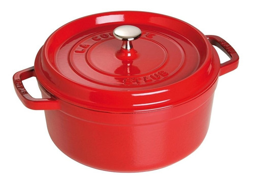 Cacerola redonda Staub de hierro fundido, 24 cm, color rojo cereza