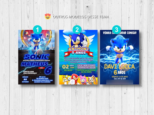 Convite Digital Aniversário Sonic