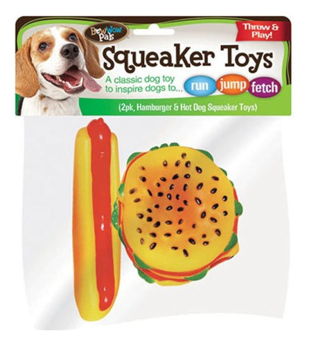 Bow Wow Hamburger Y Hotdog Vinyl Squeaker Toys