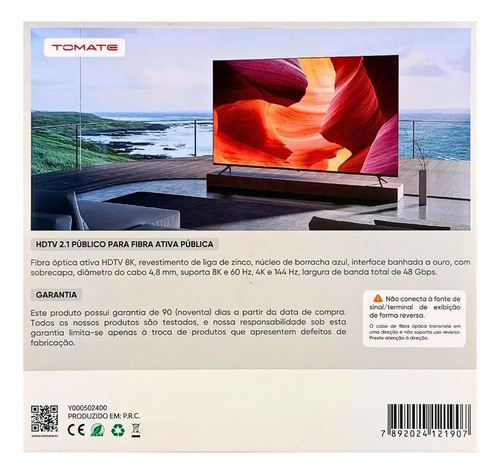Cabo Hdmi Fibra Optica 30m Uhd 8k 60hz 48gps 2.1 4k 144hz