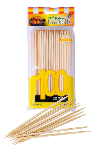 Palitos De Brochette 15 Cm X 100 Un. X 10 Paq.